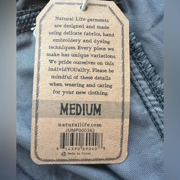 NWT Natural Life Medium Dakota Tie Velvet Overalls Jumper Charcoal Wide Leg Boho - Picture 7 of 11